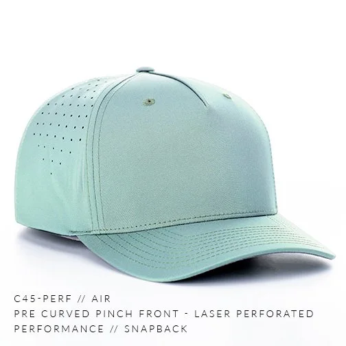 C45-PERF - Pre Curved Pinch Front Laser Perforated Performance Fabric Custom Snapback Hat - Air