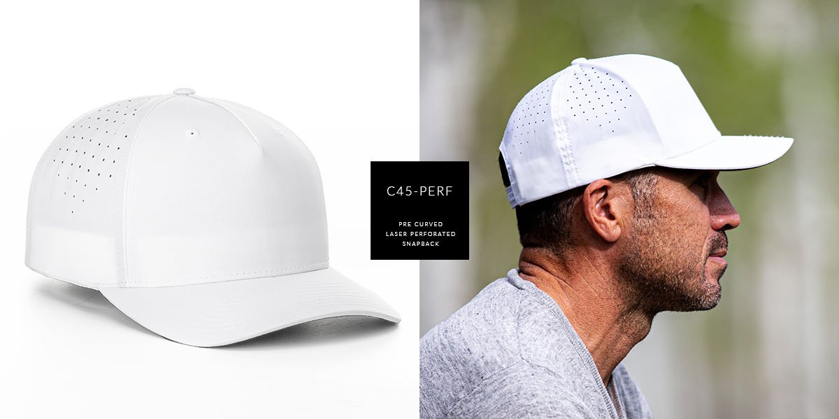 C45-PERF PRE CURVED PINICH FORNT LASER PERFORATED PERFORMANCE CUSTOM SNAPBACK