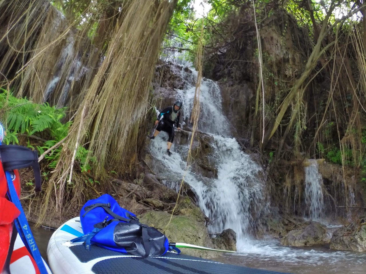 Heather playing at one of the waterfalls