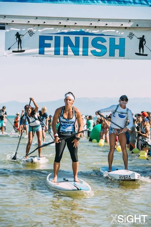 Photo- Gail DeMarco. Right- Kim Barnes at the 2015 Tahoe Race the Lake of the Sky