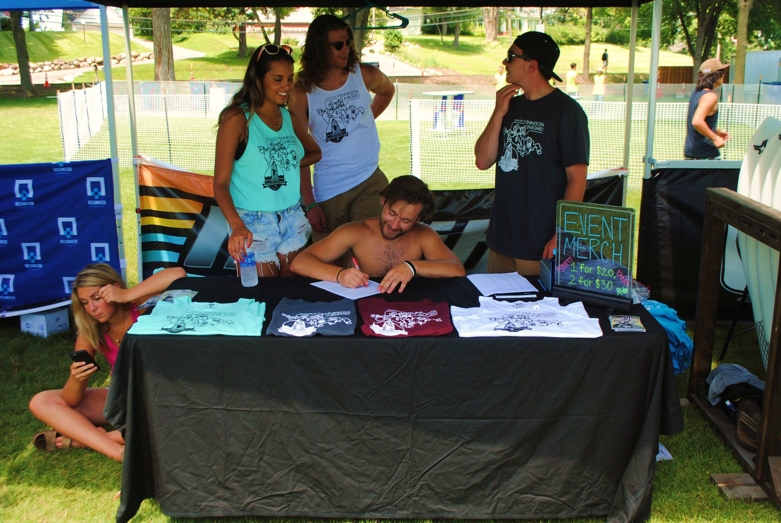 Good vibes all around, especially in the Merch tent.
