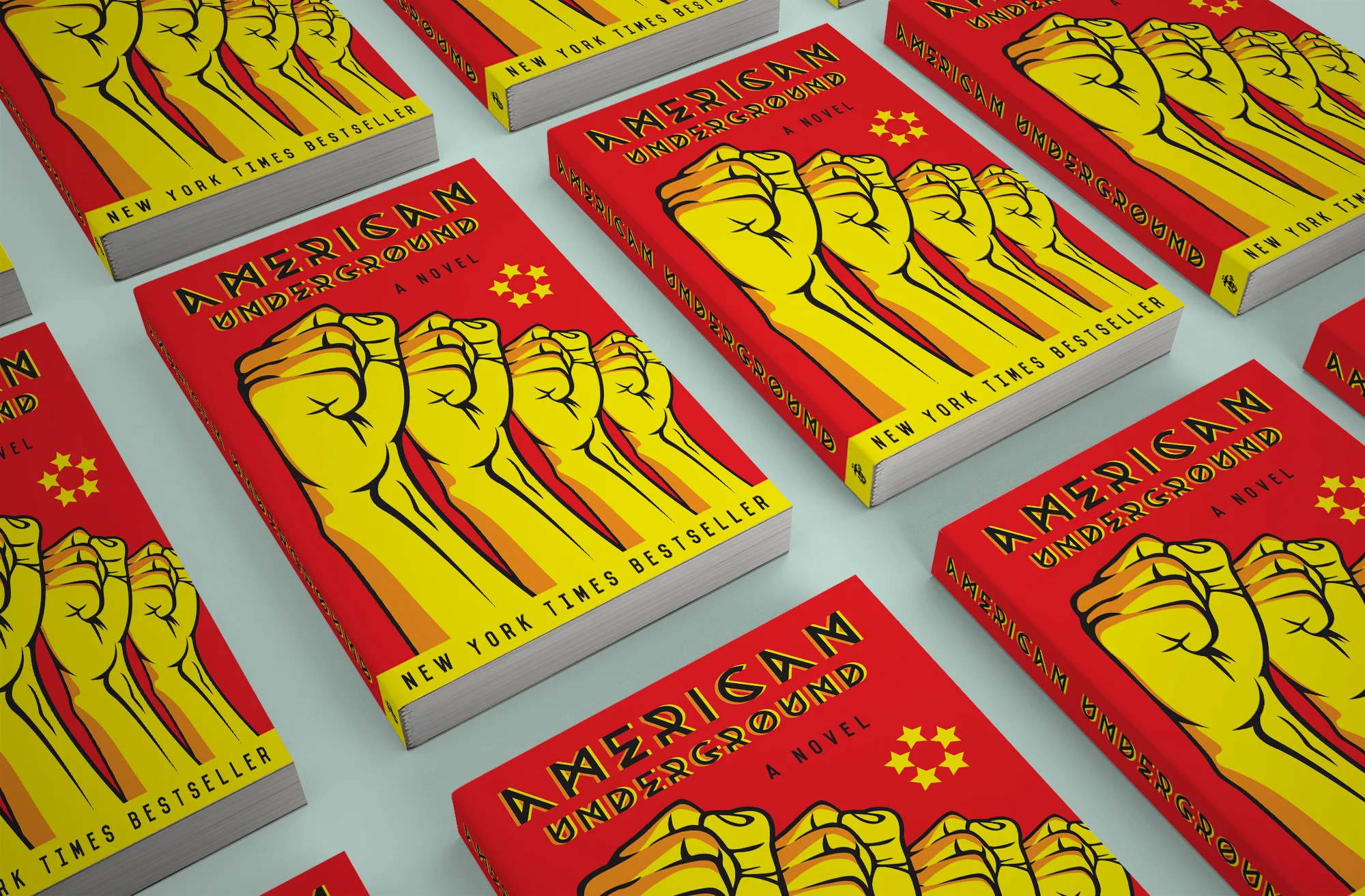 Propaganda Book with Raised Fists Graphic Illustration
