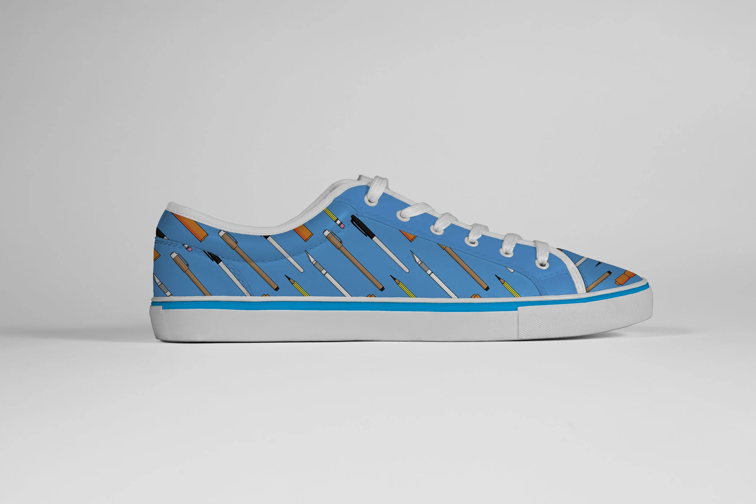 Shoes with Graphic Designer Pens Pattern