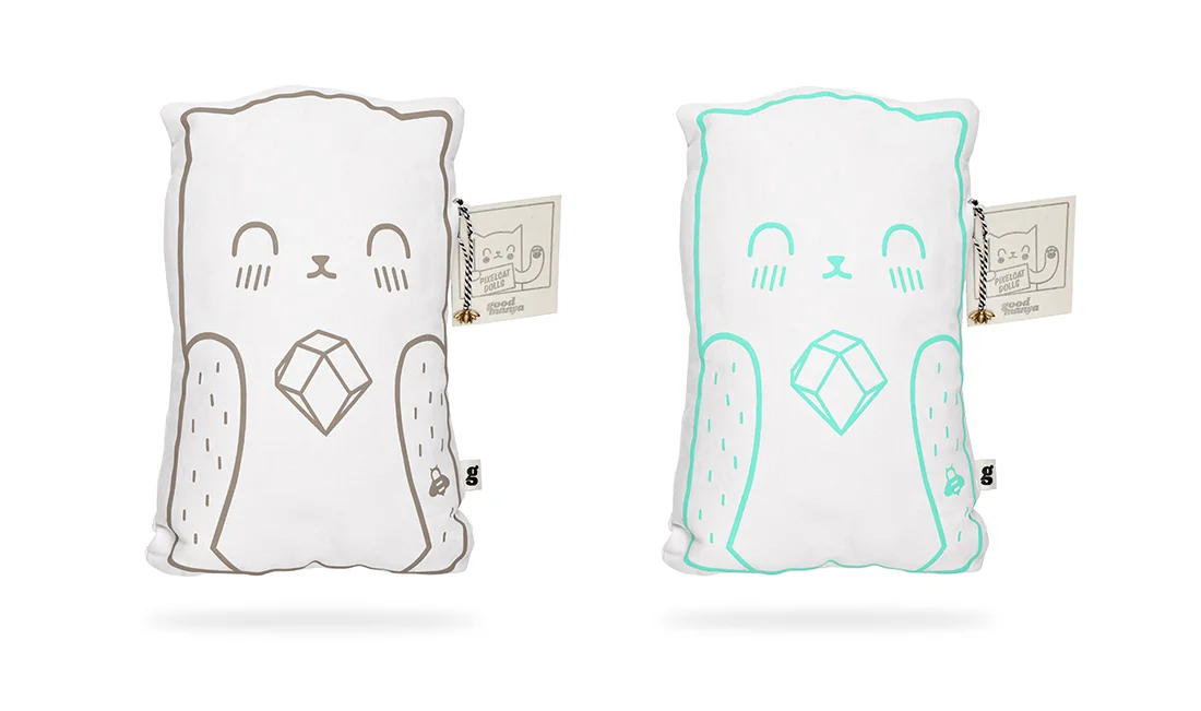 Silver and mint Pixelcat Dolls