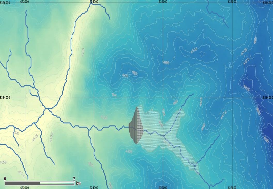 Interpretación de la napa freática con fondo de índices de vegetación. Datos procesados en QGIS