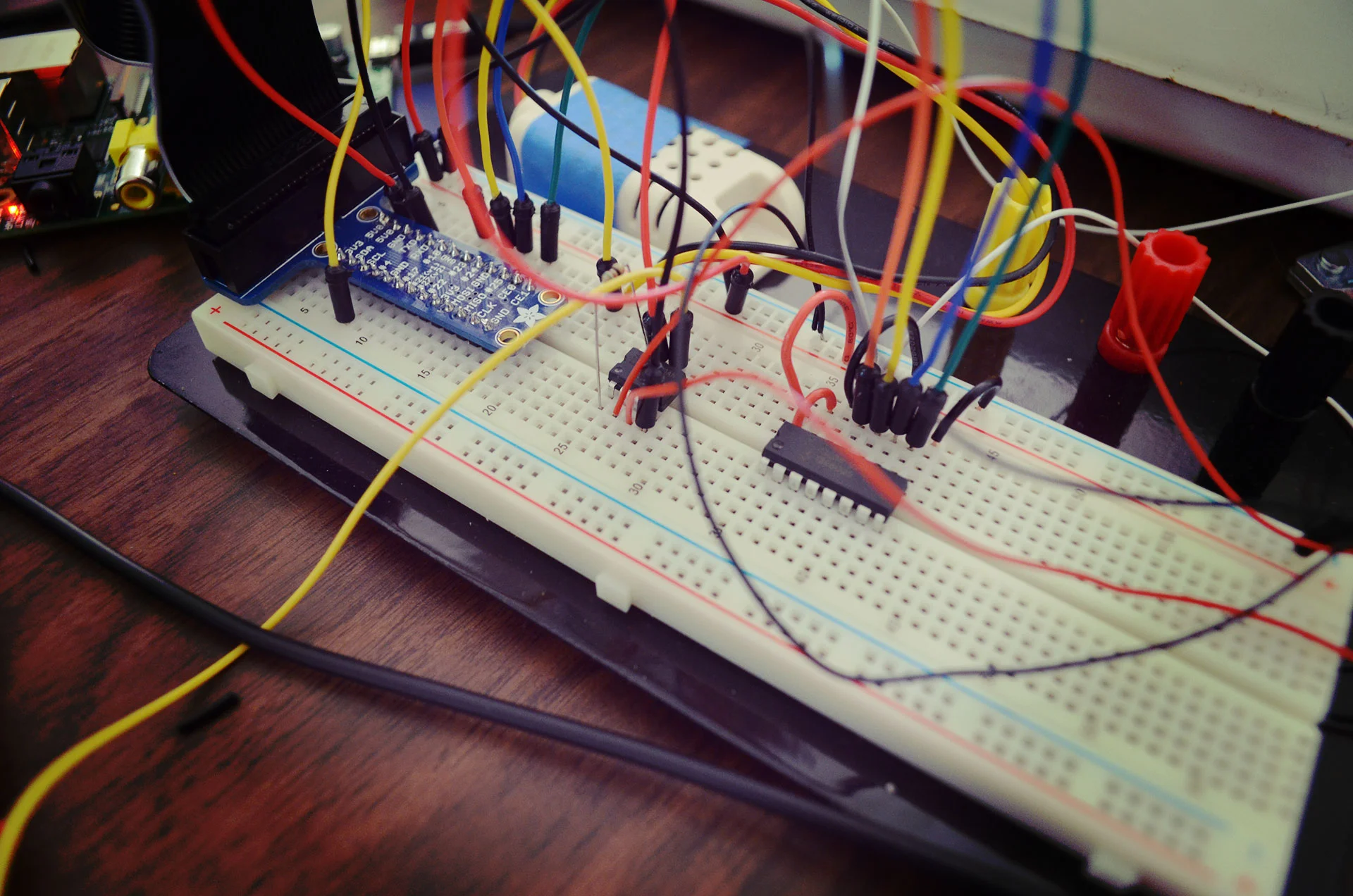 Now the circuit has the A/D converter integrated... need to take output from this back into Pi