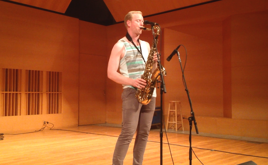 Spencer rocking out on saxophone