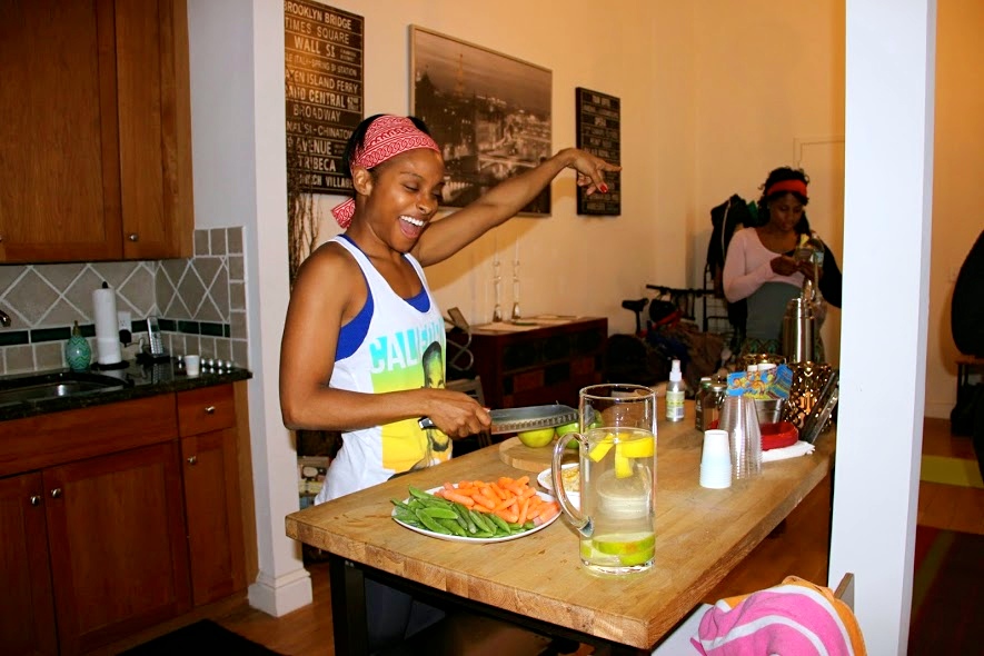 Shea having an amazing time preparing our shakes