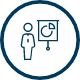Business intelligence and data analysis services - Resource management and planning icon.