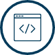 Business intelligence and data analysis services - Analysis and reporting tools icon.
