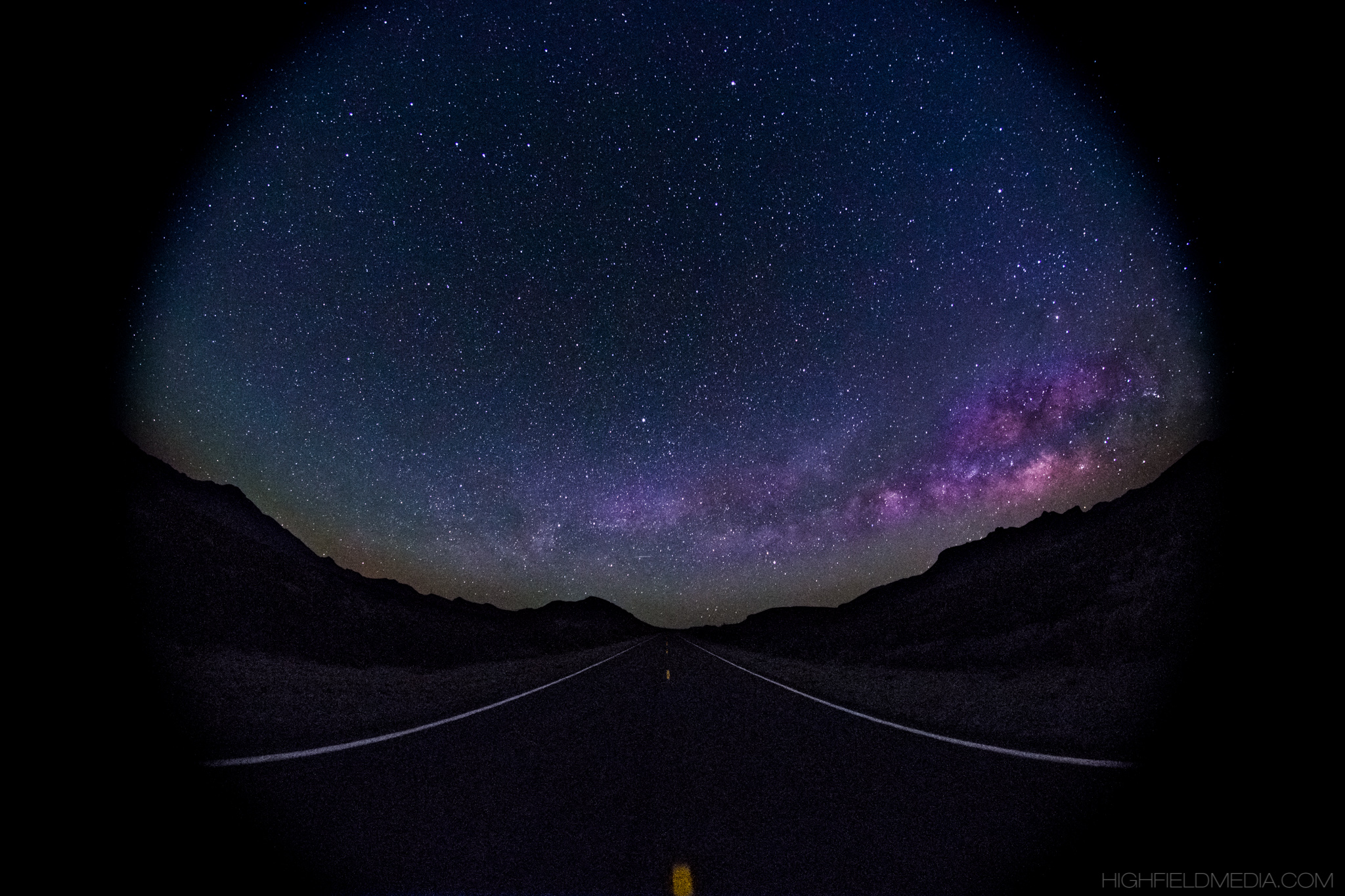 A 180 degree view of the horizon over Big Bend. Note the orange glow on the horizon; not due to light pollution (there isn't any out there), but extremely faint Rayleigh scattering, the same phenomenon that makes a sunset transition from blue to red.