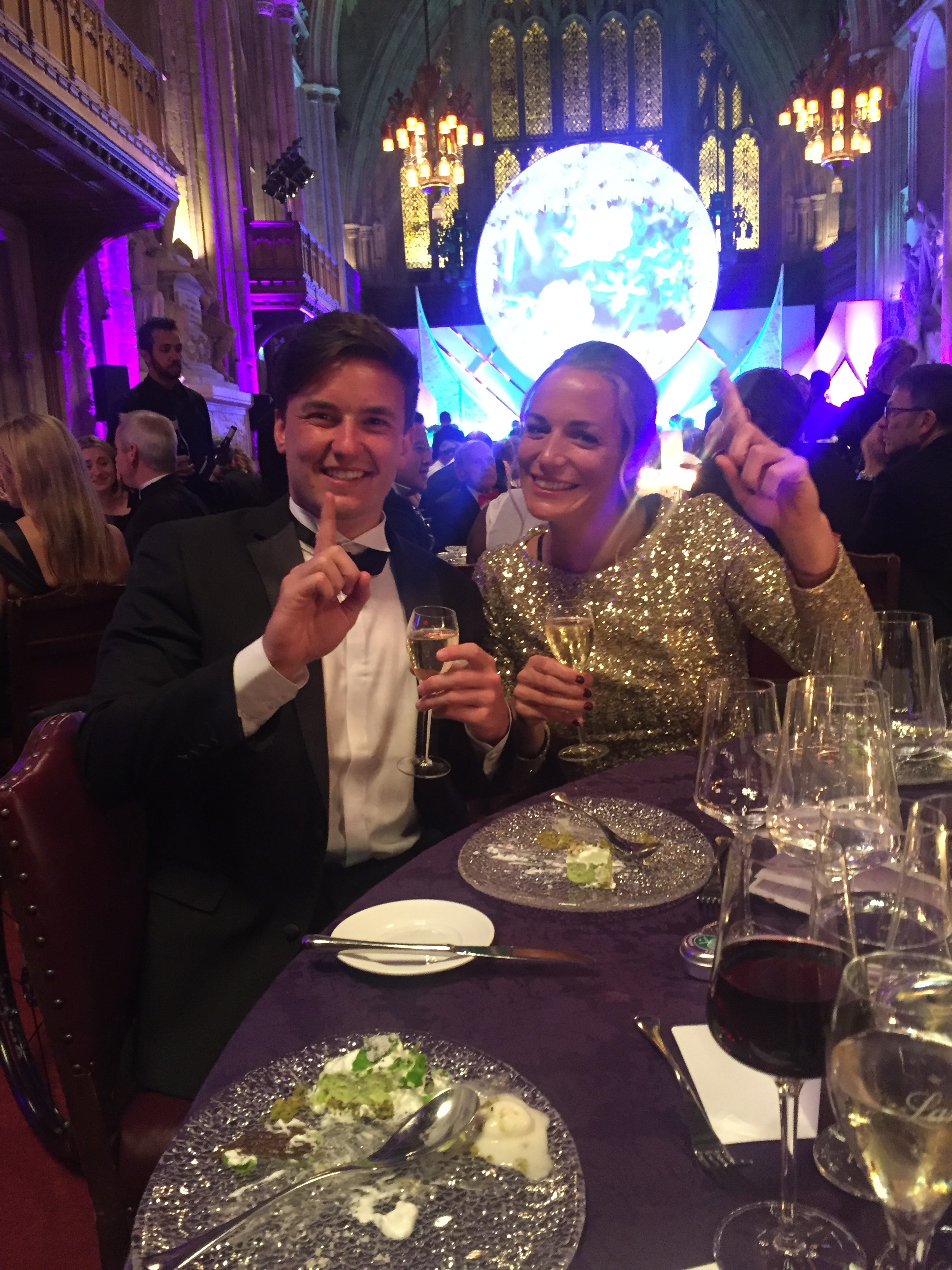 Celebrating the singels title with Gordon Reid, who won both singles and doubles at Wimbledon. 
