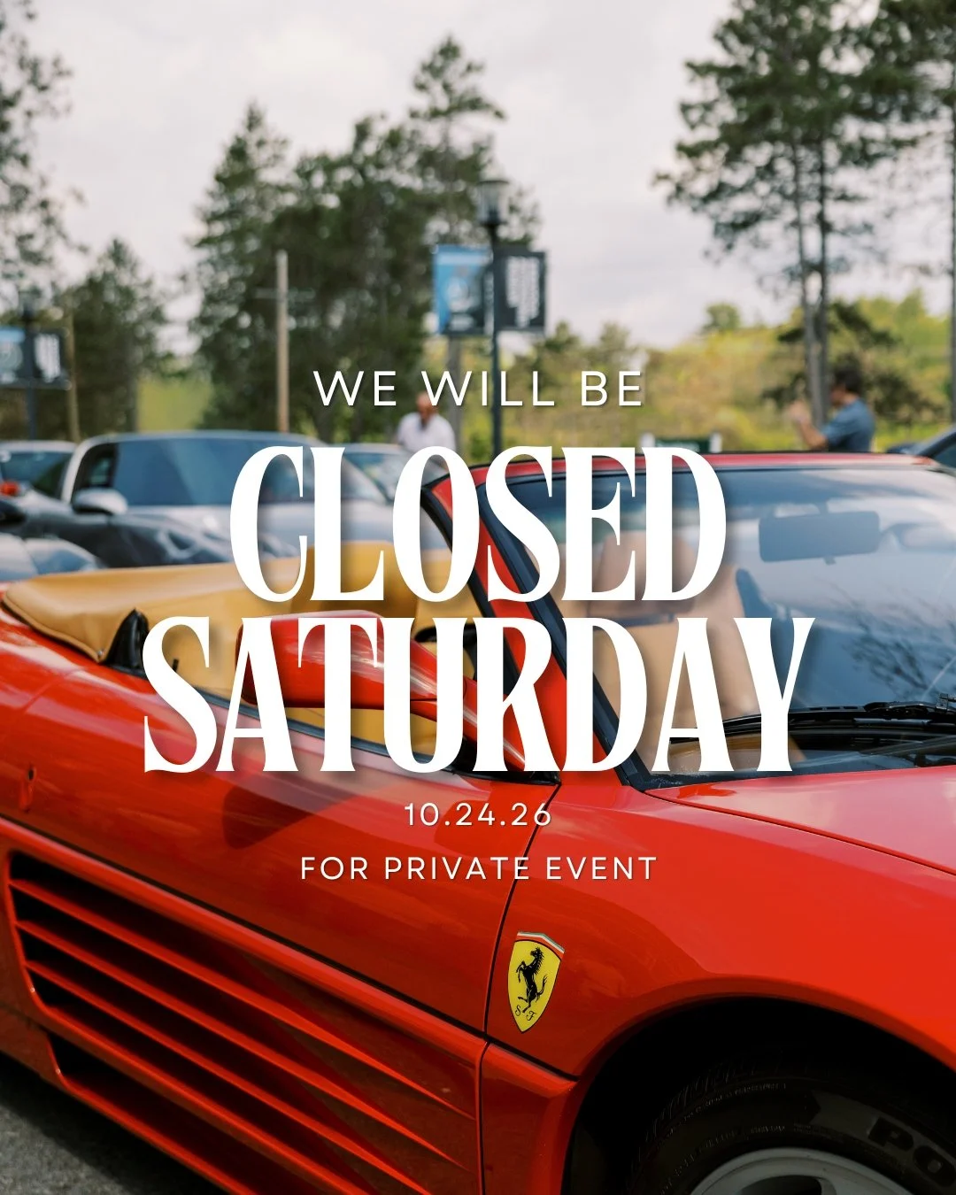 🚨 MUSEUM CLOSURE NOTICE 🚨

Please note that the Saratoga Automobile Museum will be CLOSED on Saturday, October 24, 2026, for a private event.

We apologize for any inconvenience and appreciate your understanding!

🚗 We look forward to welcoming yo