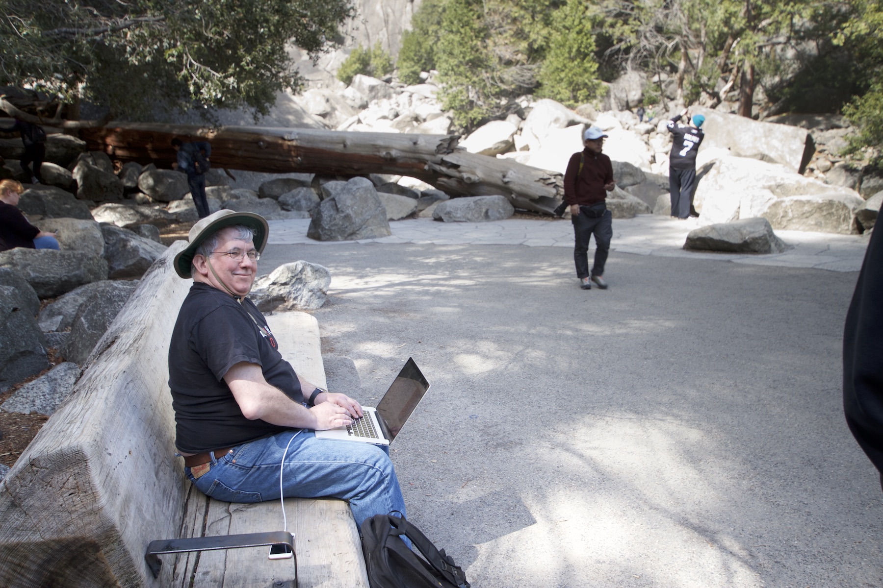 Hal Mueller making use of the one spot with decent 4G connectivity