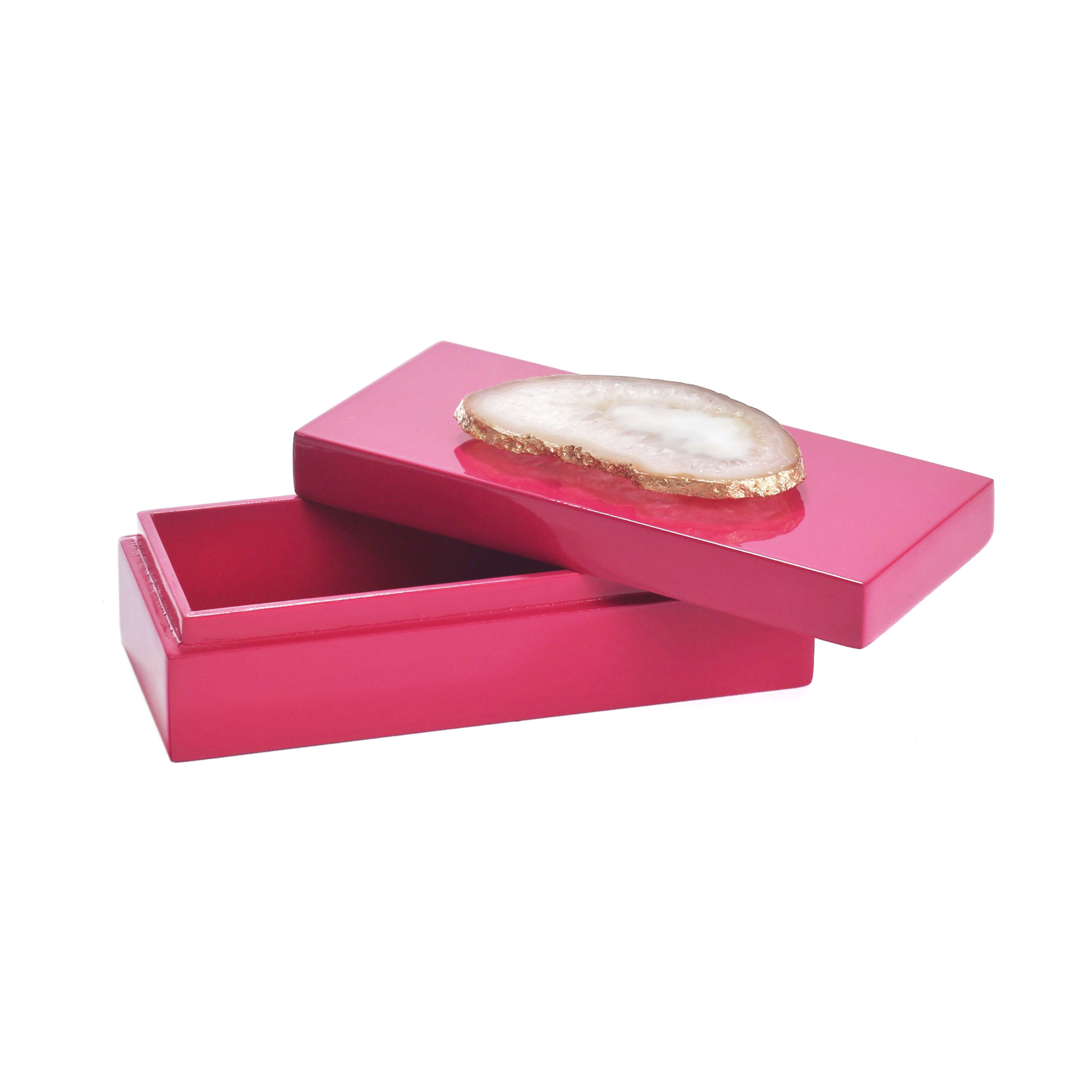 Small Fuchsia & Natural Agate Lacquered Box