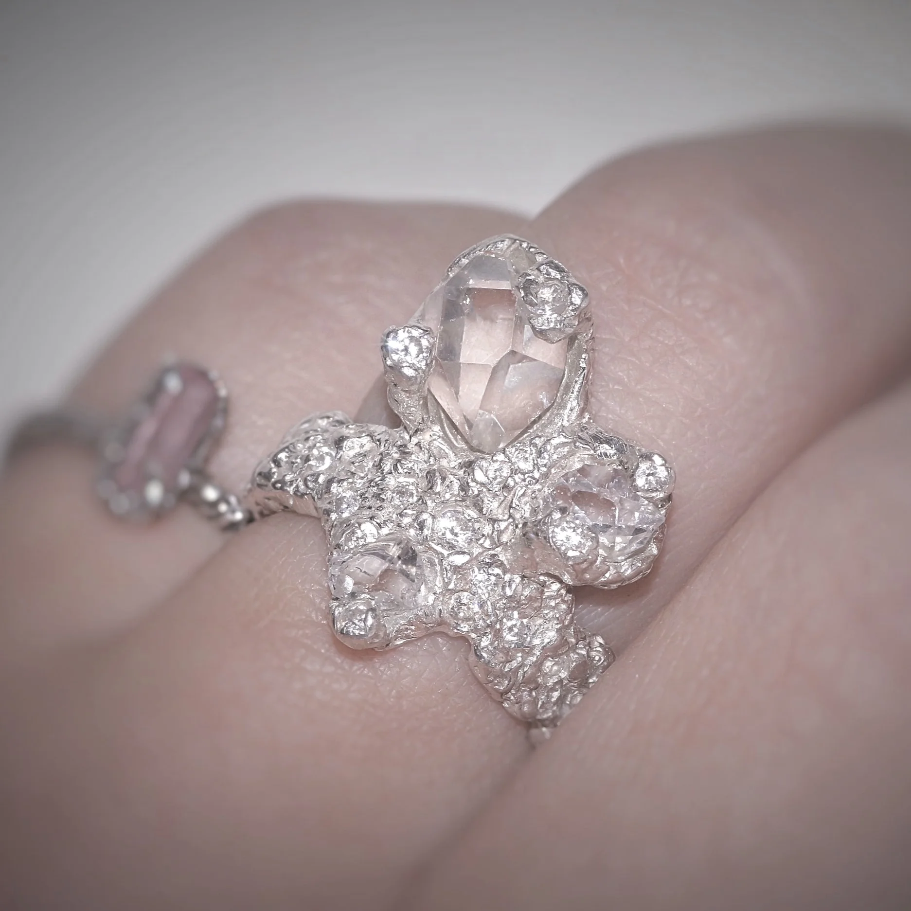 Custom Herkimer Diamond Engagement Ring 