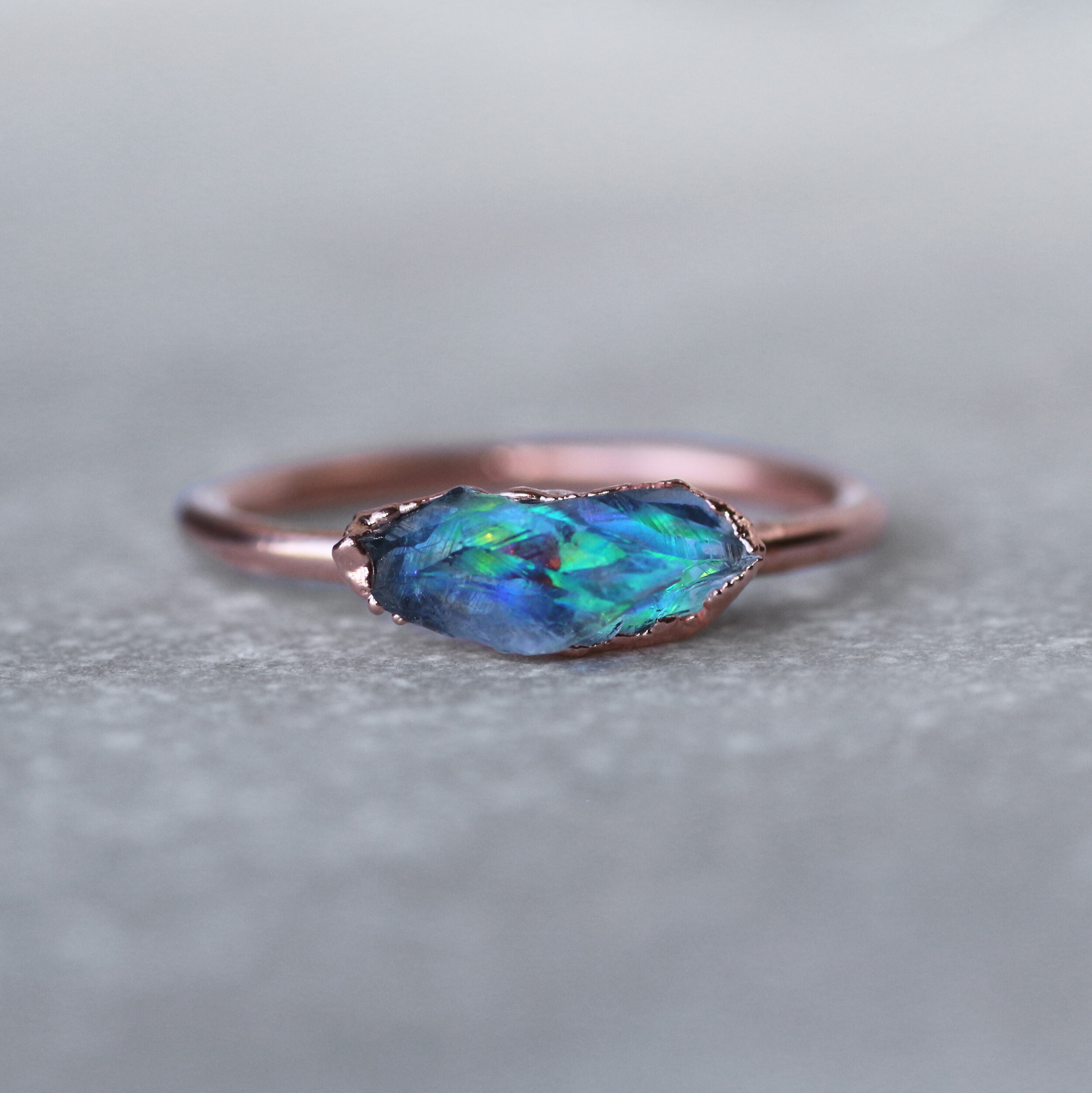 Copper Sideways Rough Aura Amethyst Ring By Sara Reynolds Jewelry