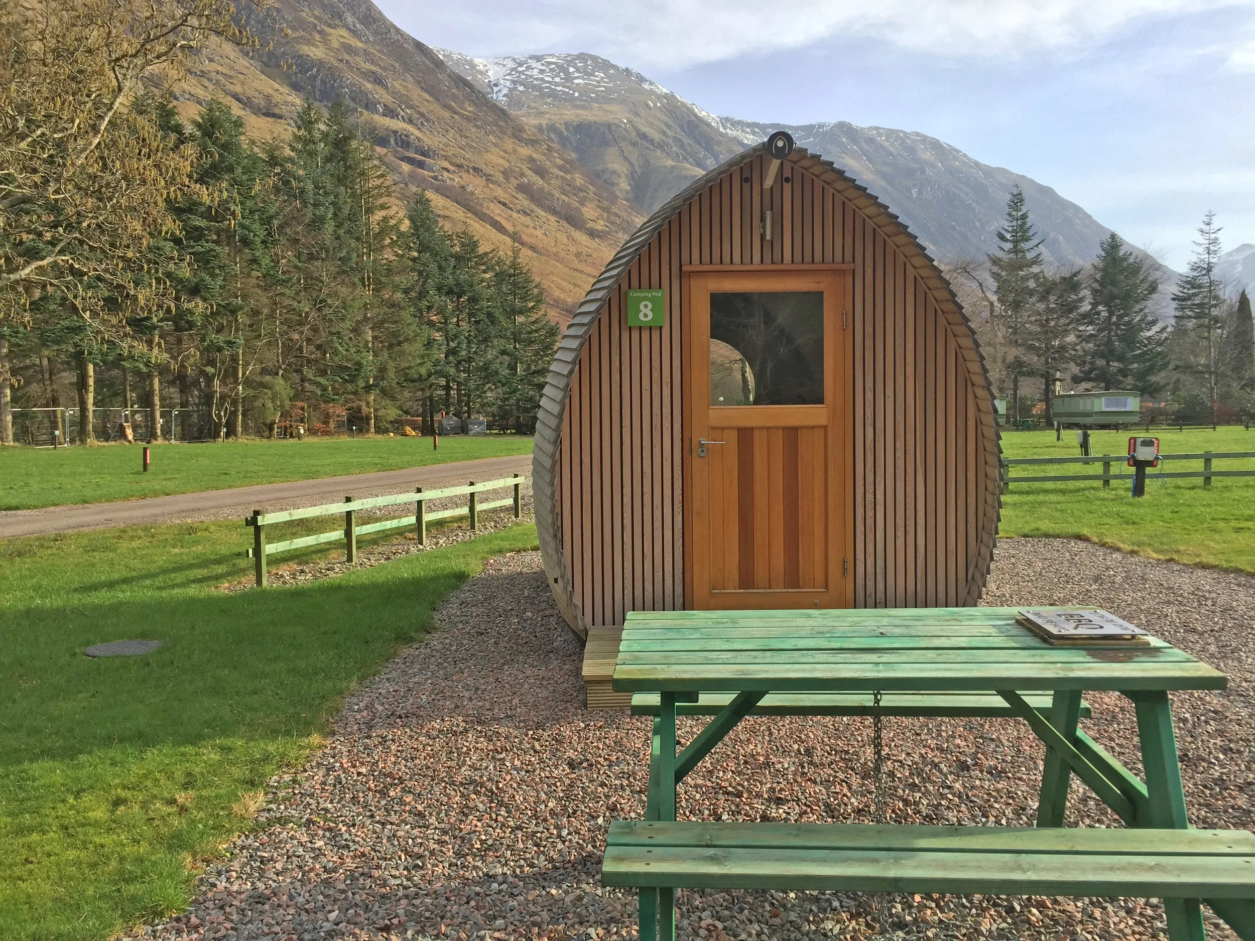 3 berth Pod Exterior with Ben Nevis in the background