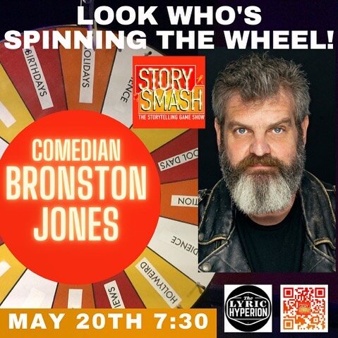 Oh shit! Look who&rsquo;s spinning the wheel! It&rsquo;s Comedian @bronstonjones ! One audience member will also have the opportunity to play! Don&rsquo;t miss Story Smash on Saturday, May 20 at @lyrichyperion 7:30. The tickets are above in the bio! 