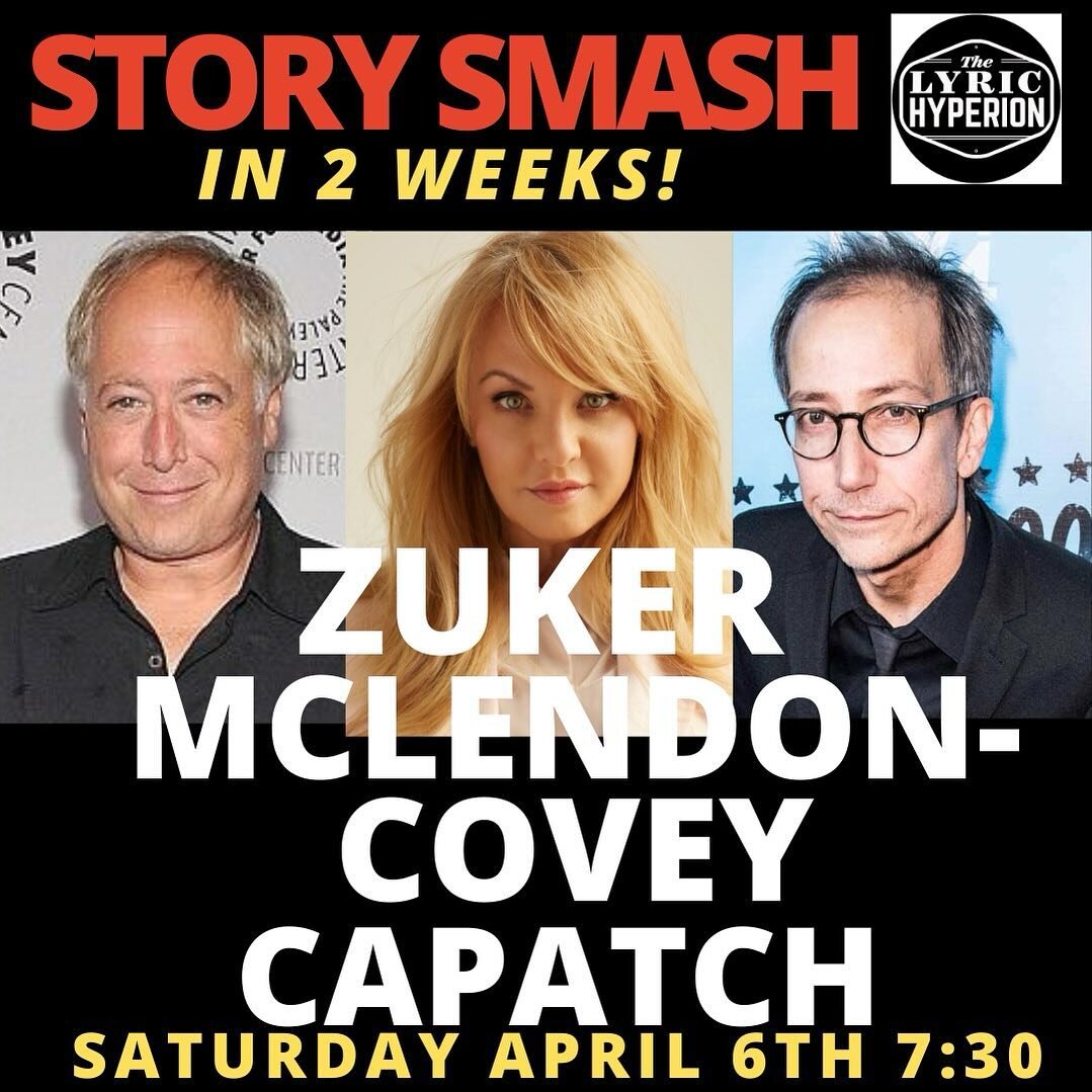 In 2 weeks @storysmash is back at @lyrichyperion with &ldquo;expert &ldquo; judges @dannyzuker @wendimclendoncovey @blainecapatch  and spinning the wheel- @juliaevelechner @evanjkessler @leonrutzky and YOU? One of the audience members will play! Tick
