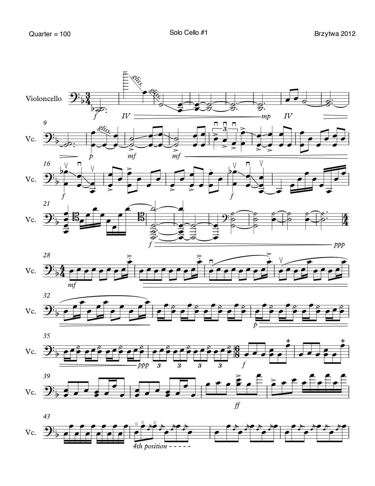 Solo Cello performed by Aniela Perry. Written by MCB