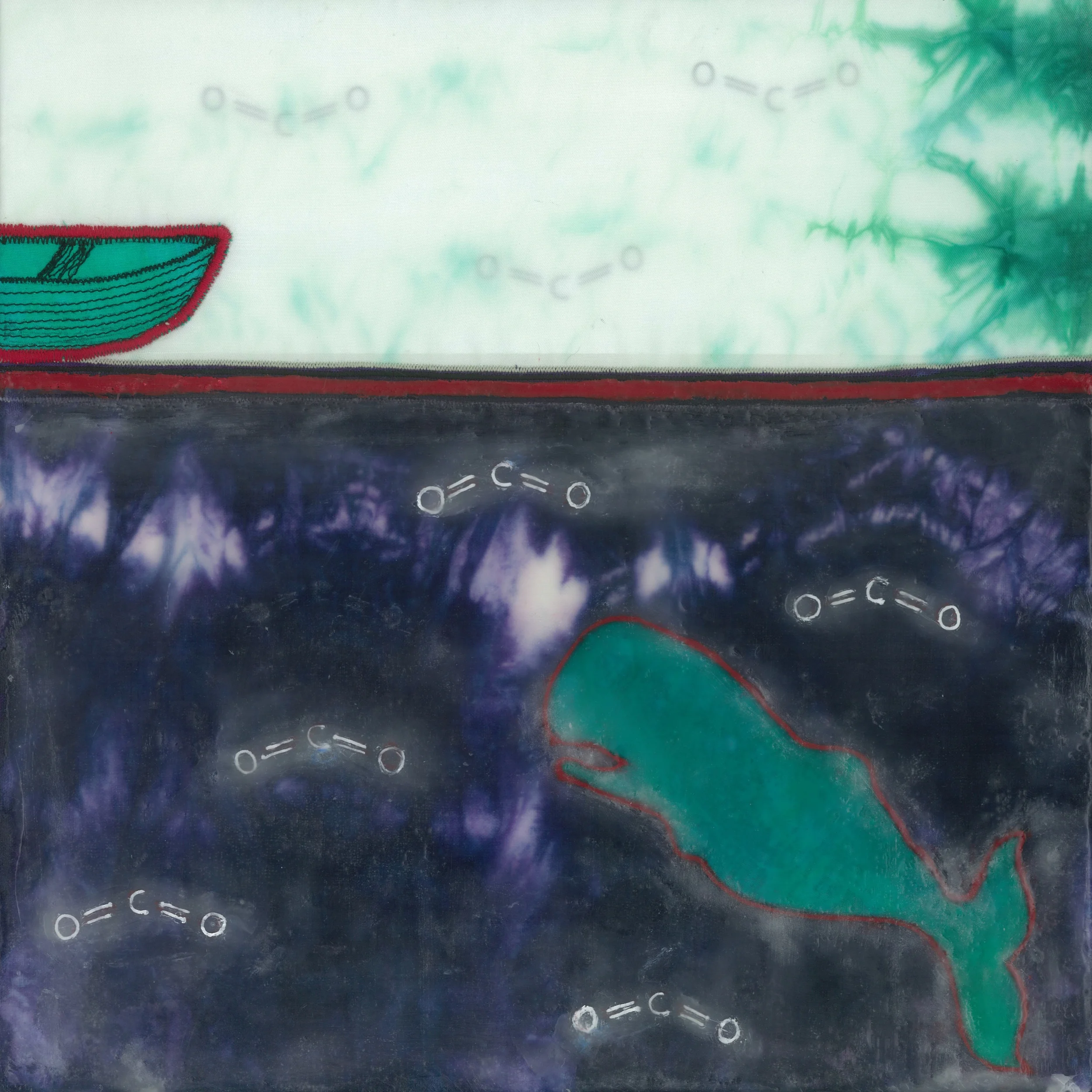 Atmospheric jolt (c) 2014. Diane reardon. $180. (Sperm whale orients to rowboat in water with co2 levels)