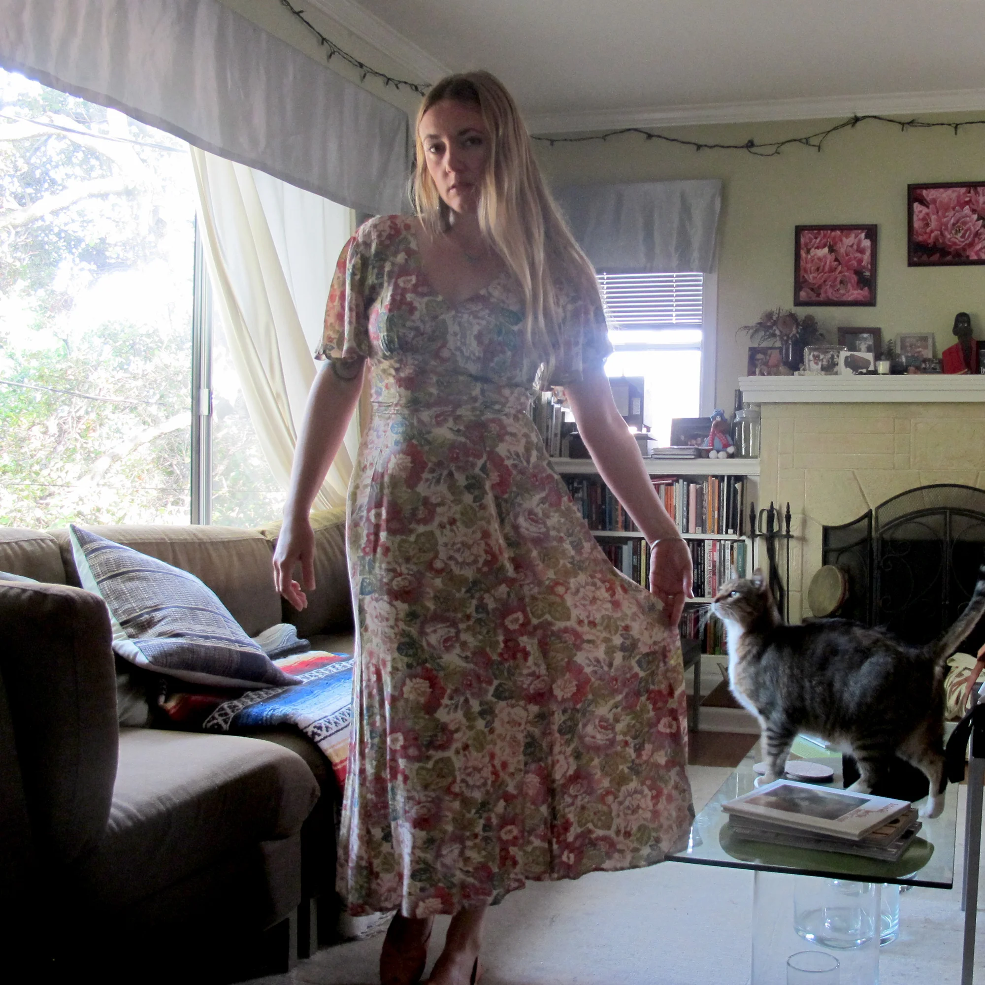 (I love how Otis jumped up on the coffee table right when the timer on the camera went off.)
