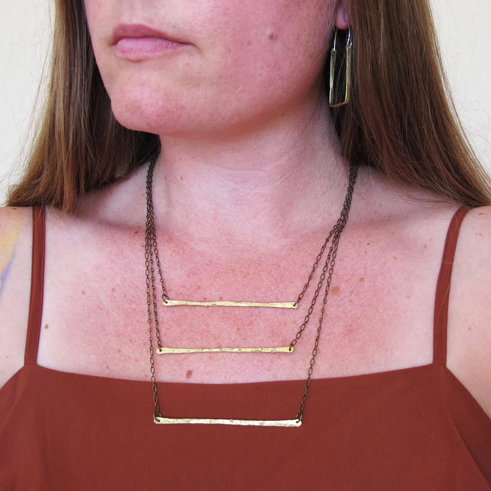 brass bar handmade necklace