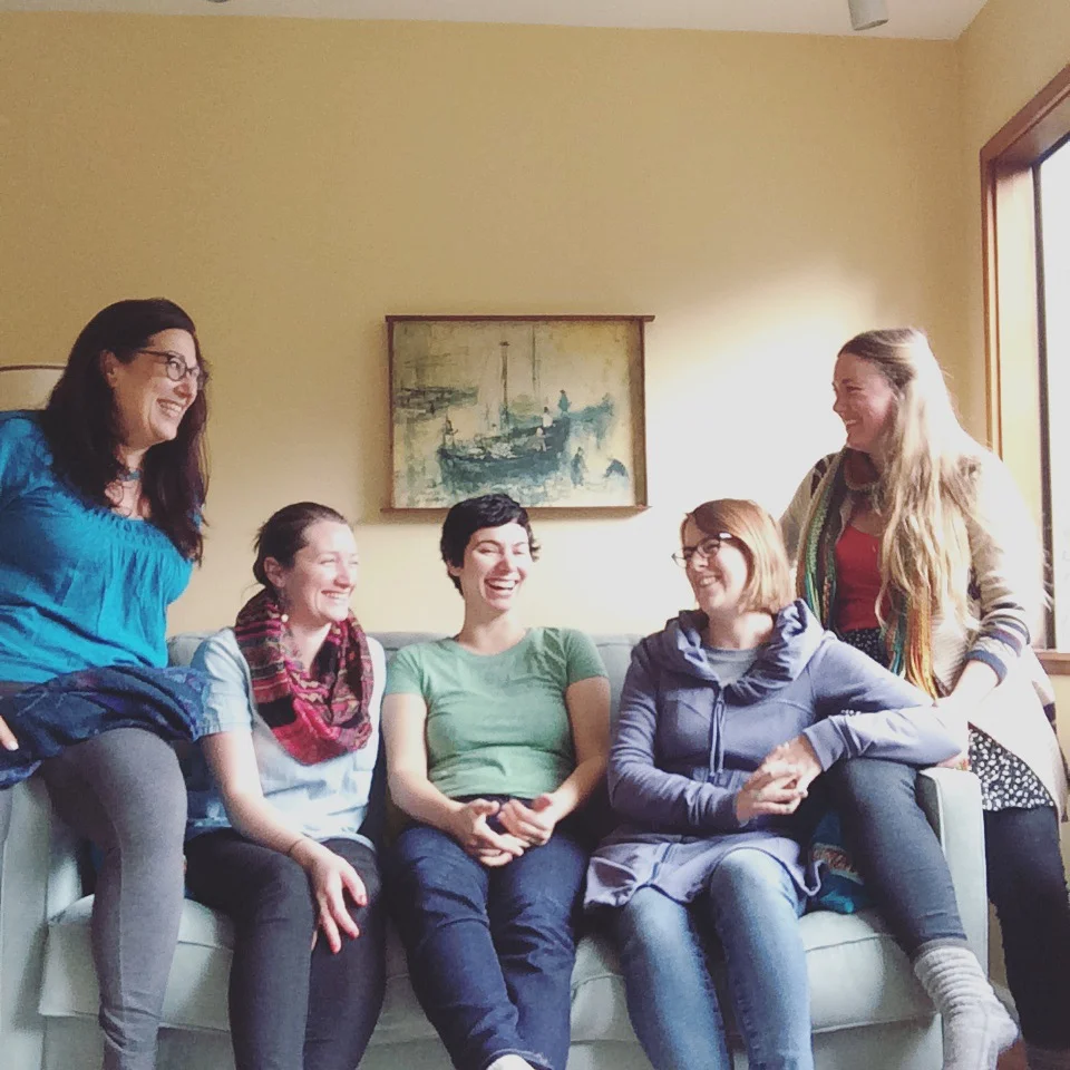 The ladies of the Creative Pursuit Collective (CPC) left to right: Ann Marie, Kyla O-Neil, Laura Bruland Shields, Maggie Hurley, and me! (Not pictured, Creek Lia Van Houten)