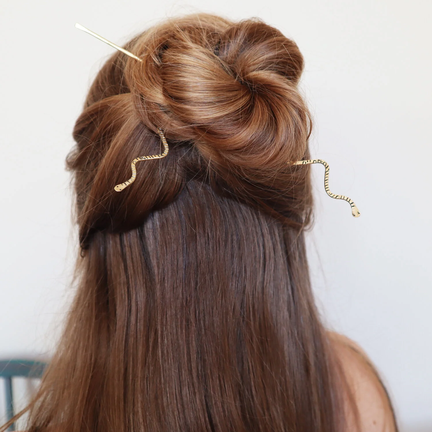 Snakes Textured Brass Hair Sticks Tangleweeds