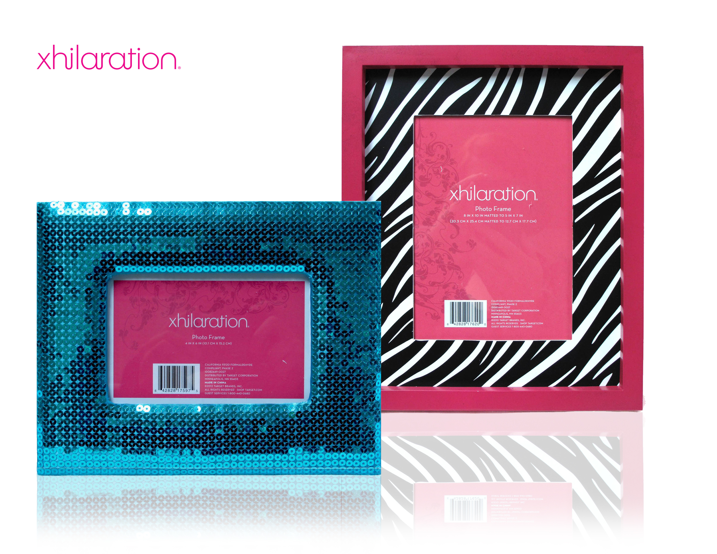 A few items from the collection of frames and memo boards developed for Target's Xhilaration brand. The product started as a promotional focal fixture with many successful items carrying forward into its own inline section generating $3 million dollars in retail.
