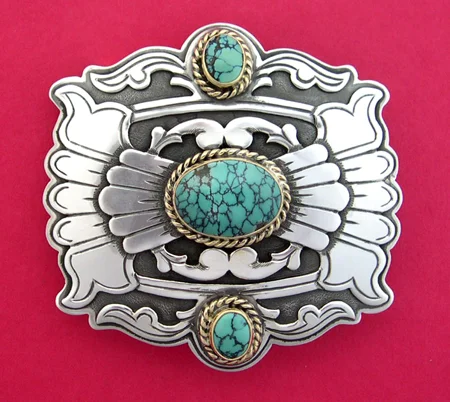 Mona T. Van Riper Sterling Buckle with Turquoise — Beal display picture 1