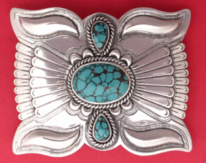 Mona T. Van Riper Sterling and Turquoise Buckle — Beal display picture 3