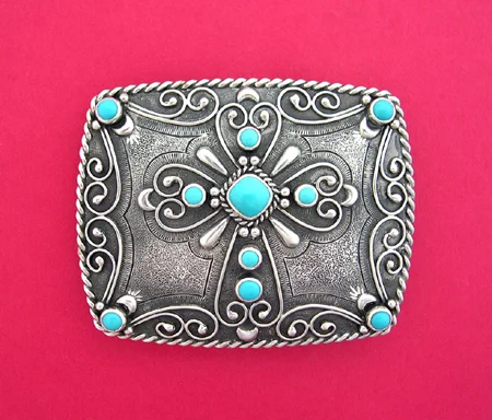 Mona T. Van Riper Sterling and Turquoise Buckle — Beal display picture 2