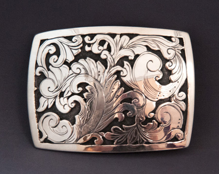 Samantha Silver Sterling Silver Engraved Buckle — Beal's Cowboy