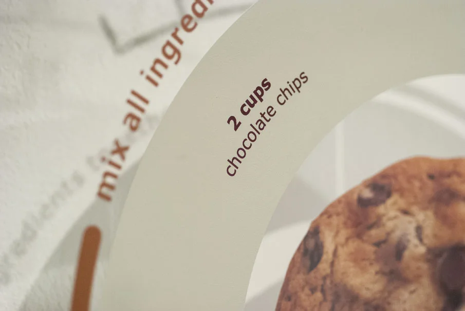Detail of the instructions and ingredients.