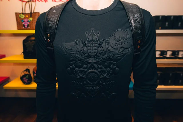 Some MCM models were walking around the store wearing items from the collection.