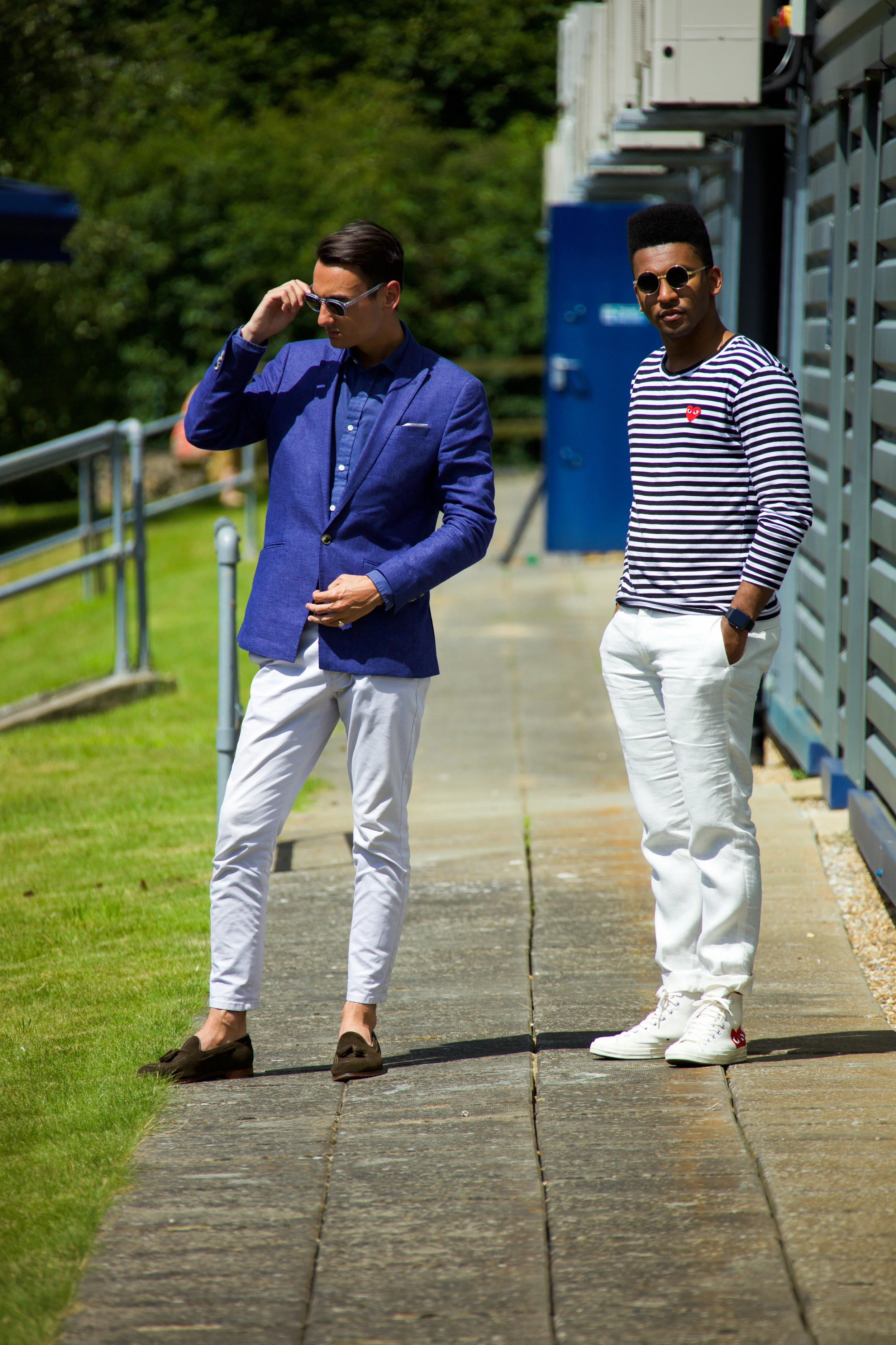 Blue summer suit blogger london