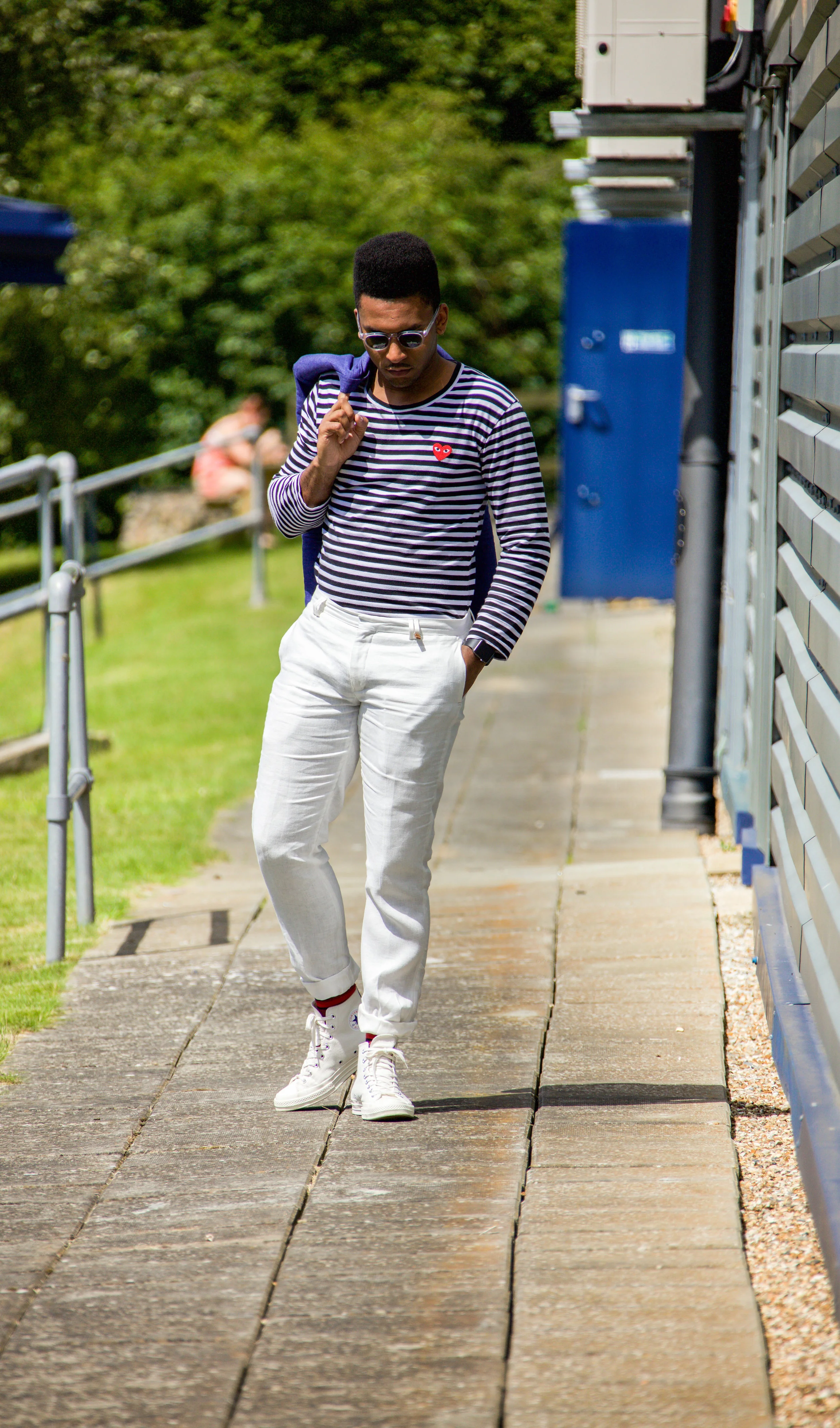 Blue summer suit blogger london