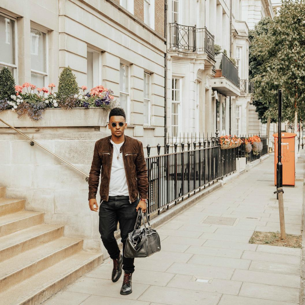 London blogger x Sug Sean Superdry leather jacket