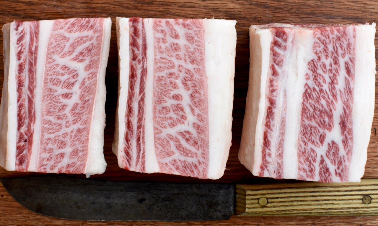  Bone-in Short Ribs with extra-fine marbling. 