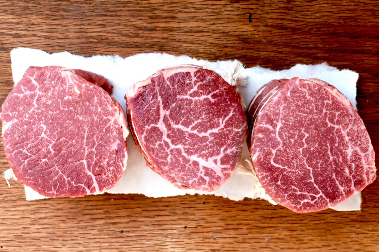  Tenderloin filets with actual marbling.  