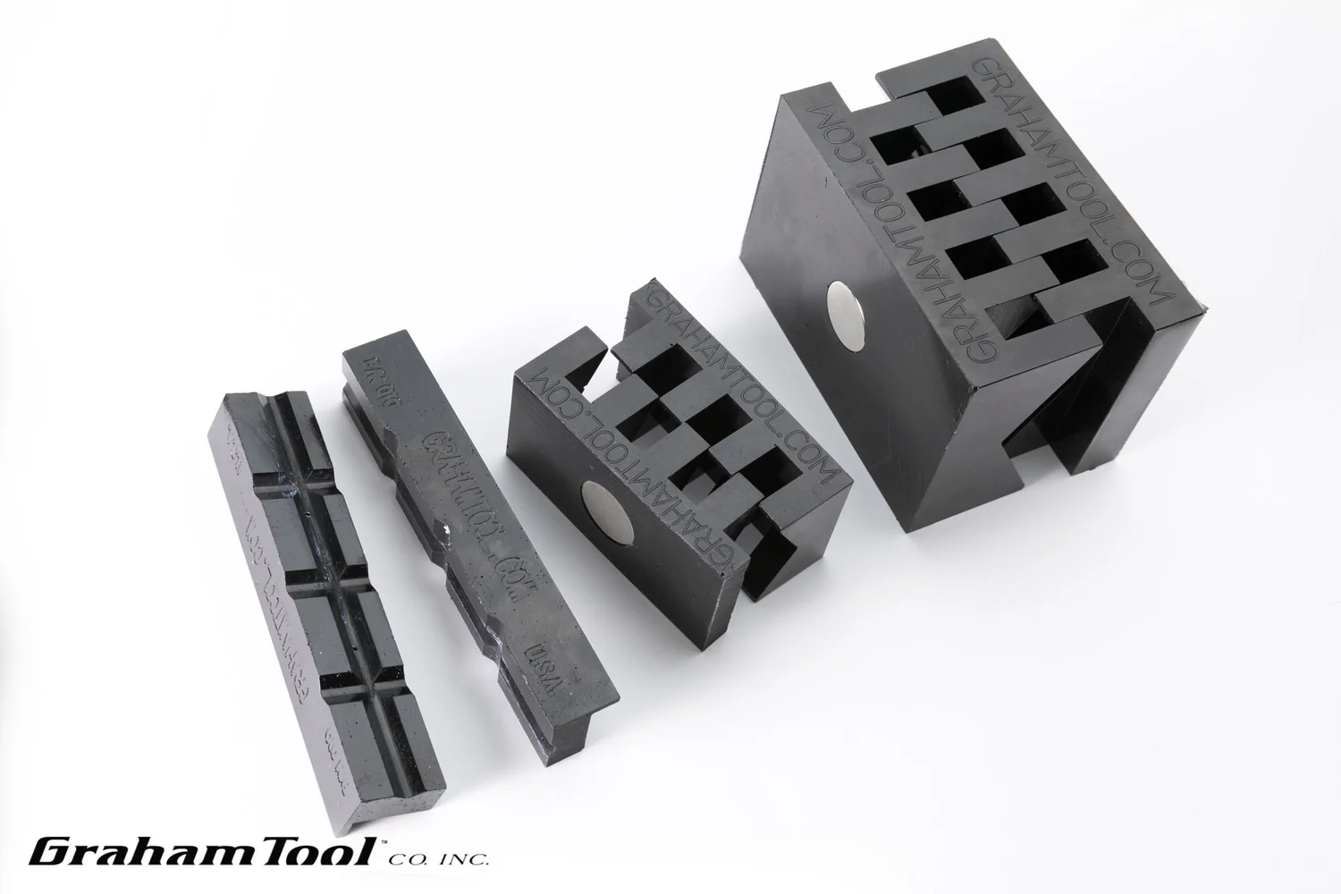Vise V-Blocks Set of 3, Black Polyurethane, Magnetic, Designed for 
