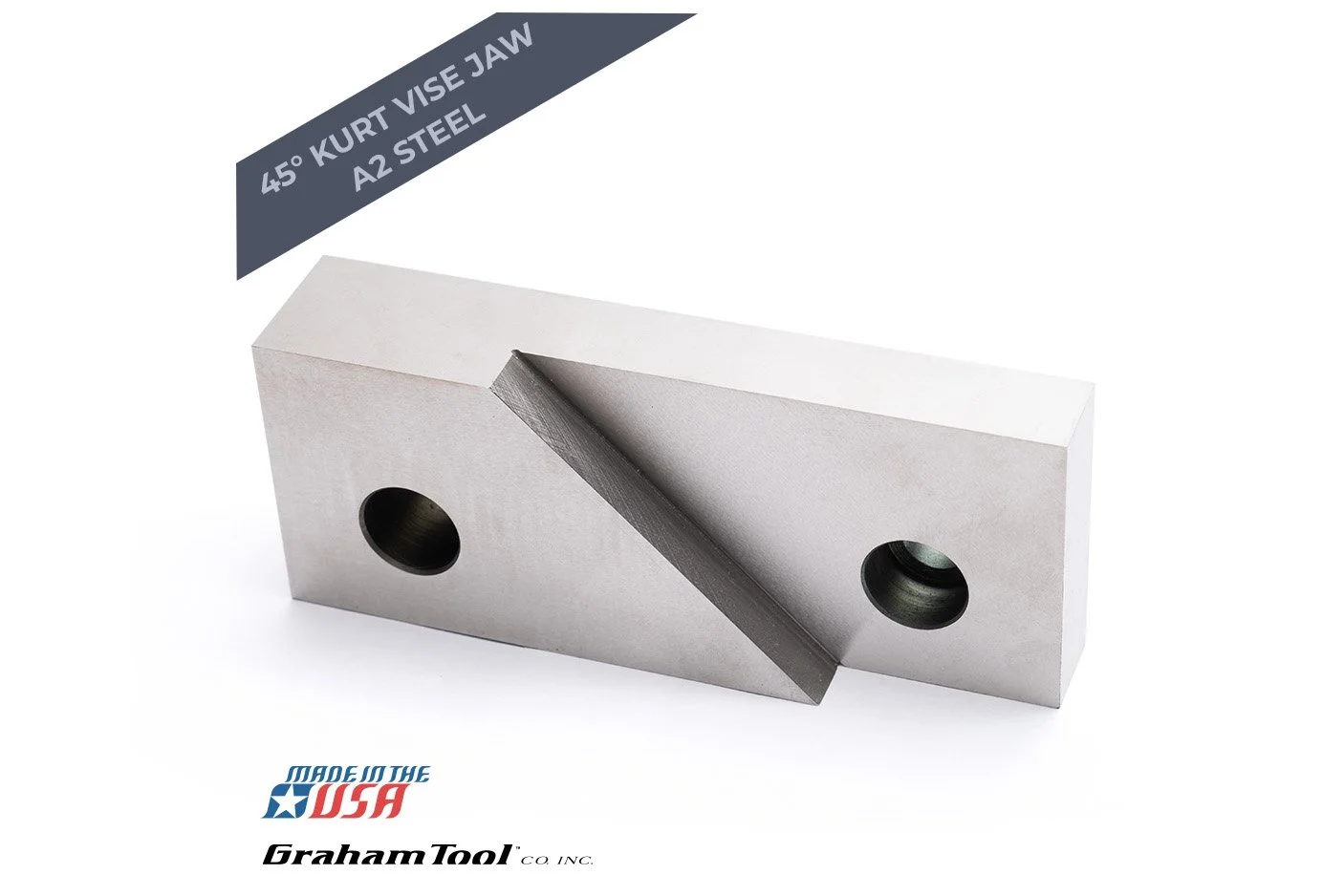 45° Kurt Vise Jaw – A2 Tool Steel (Single Jaw)