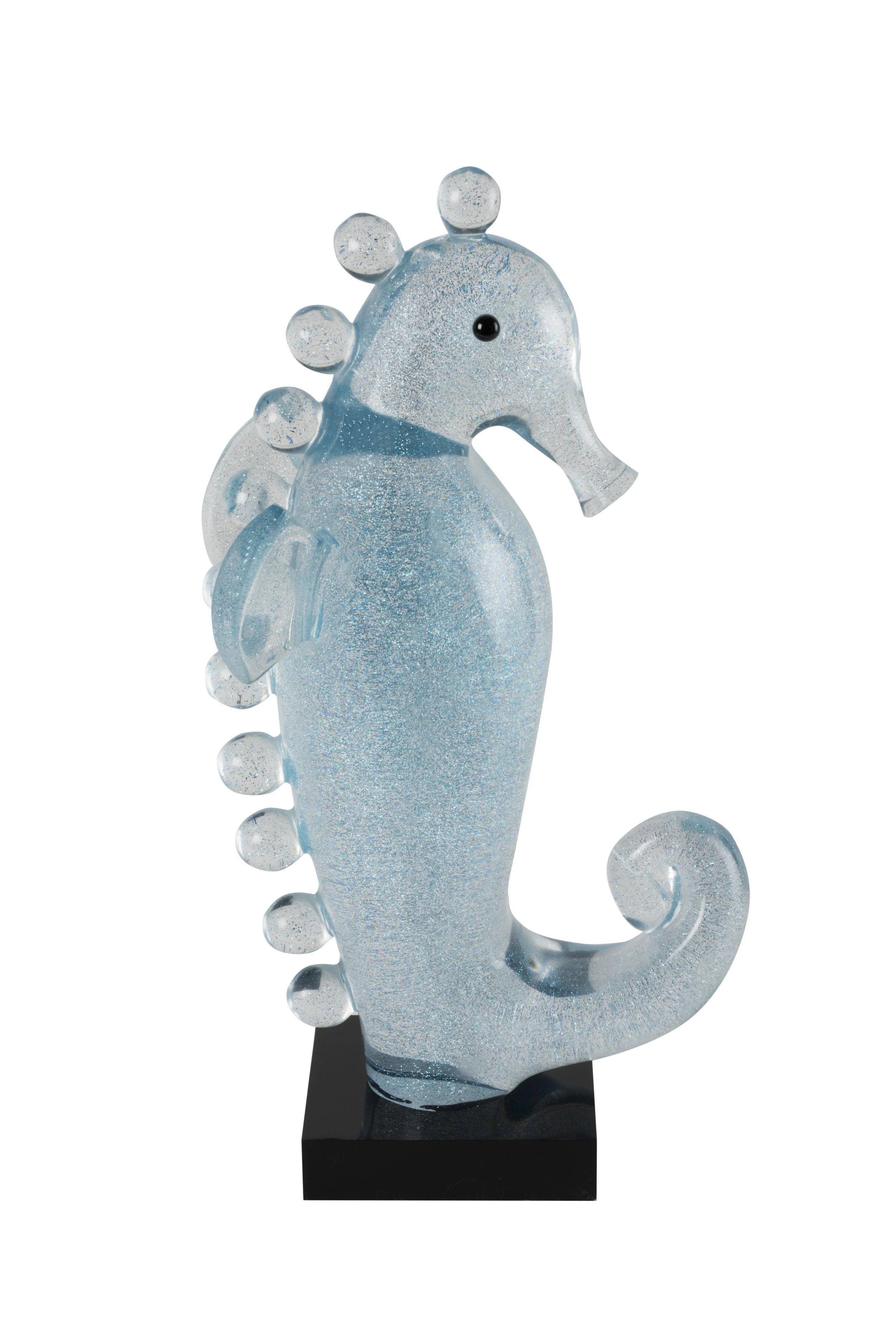 "Seahorse Blue with Floating Silver Sparkles "