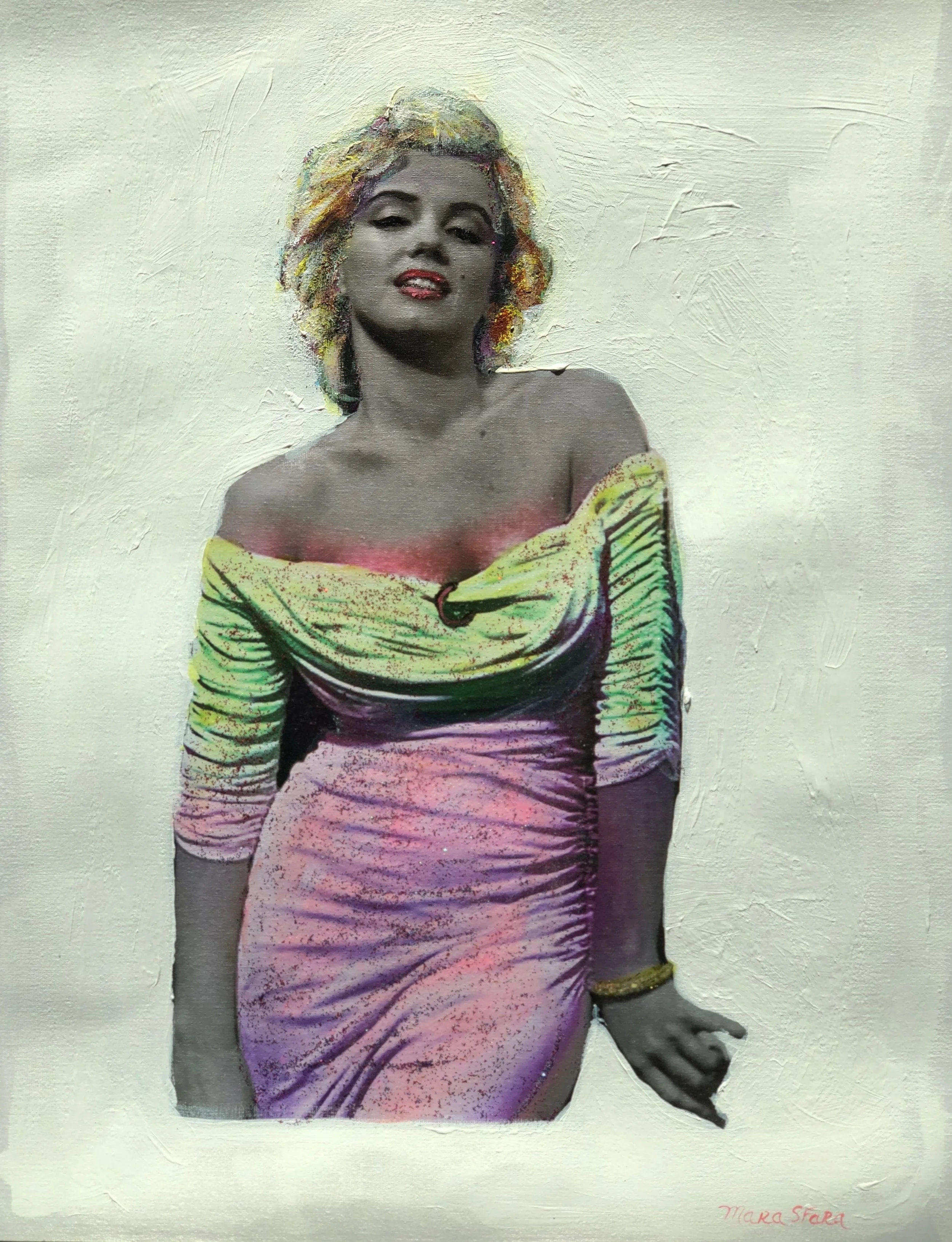 Marilyn Monroe, Mixed Media, H12” X W 17”