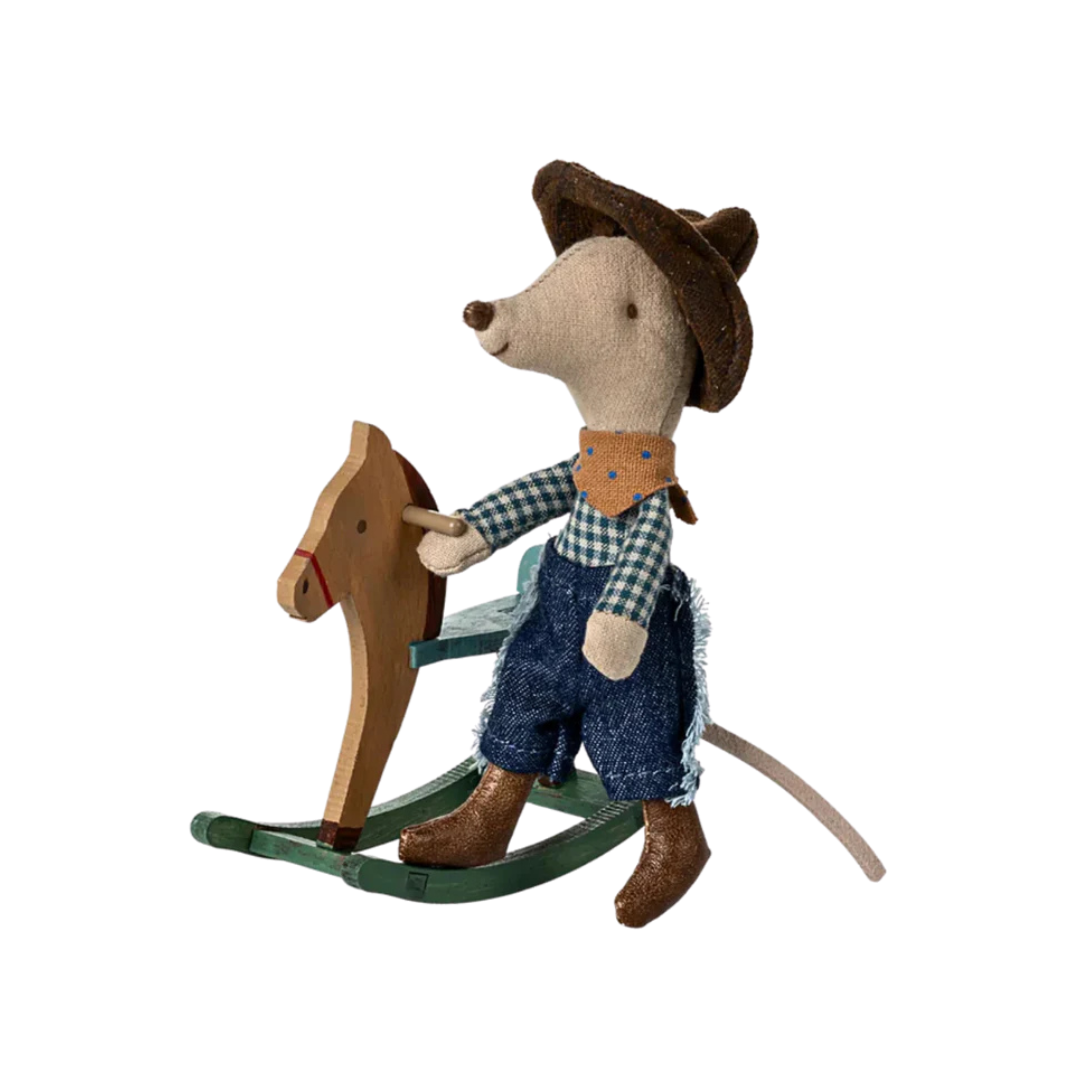 Cowboy Mouse with Rocking Horse | Maileg