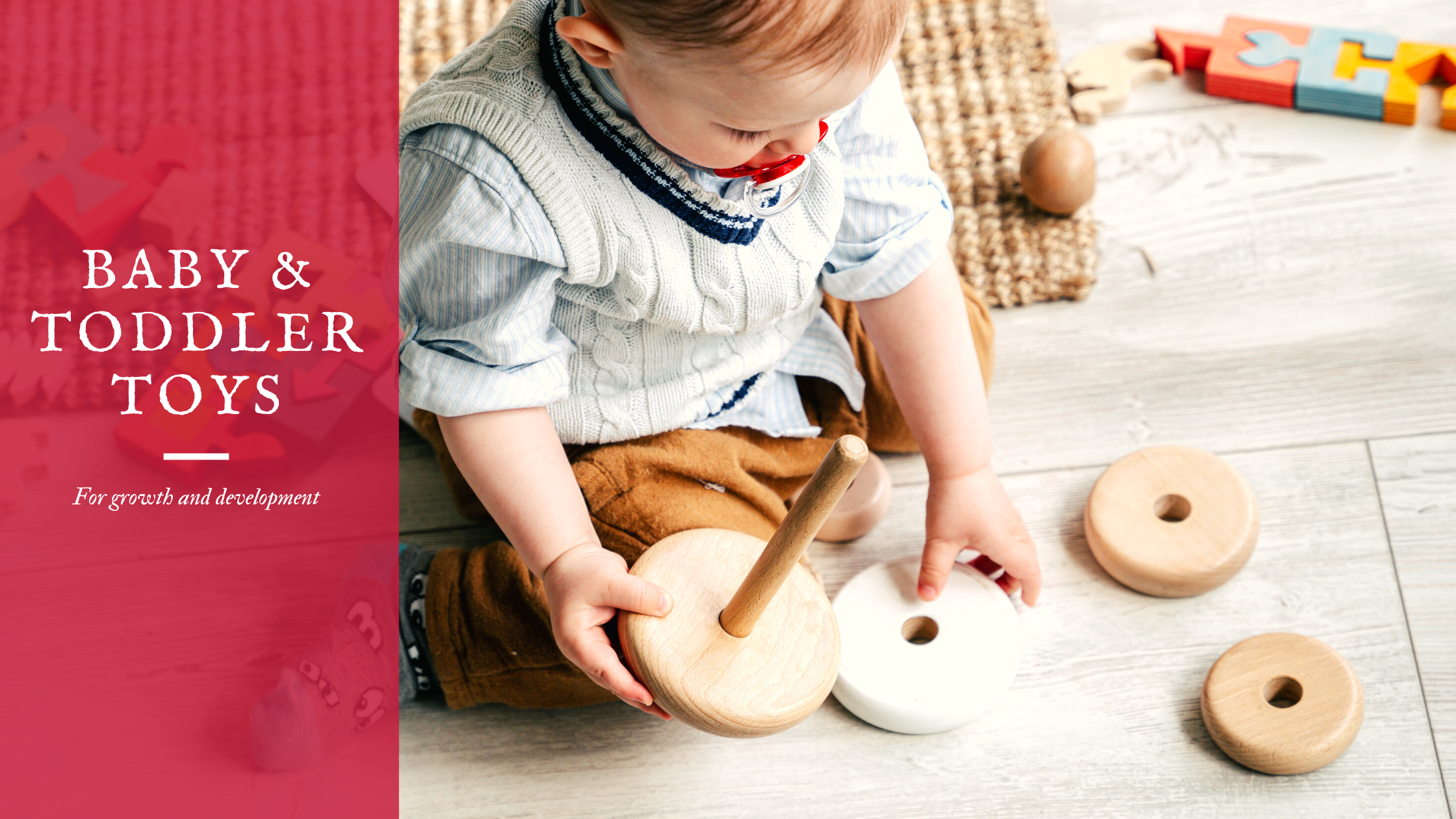 Baby playing with wooden stacking Toys