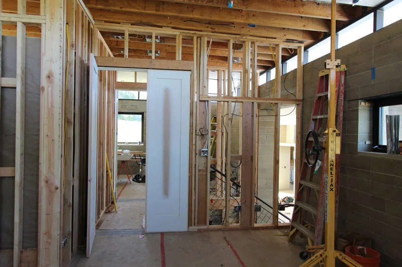 Framing the walls for the master bedroom