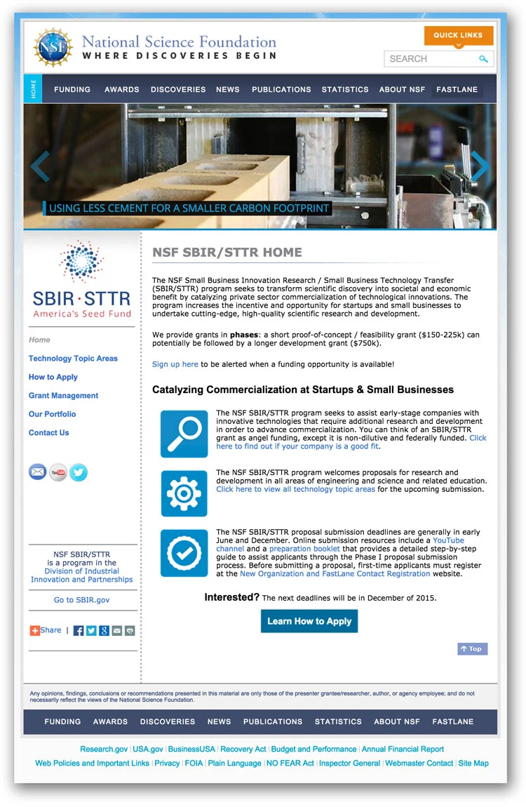 National Science Foundation August 2015 "Using Less Cement for a Smaller Carbon Footprint"